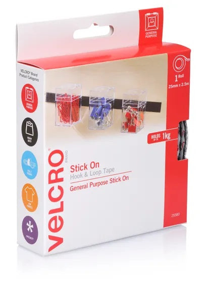 General Purpose Stick On Hook & Loop Velcro Tape